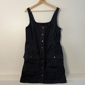 Black Gap Utility Button Mini Dress soft cotton. Women's Large